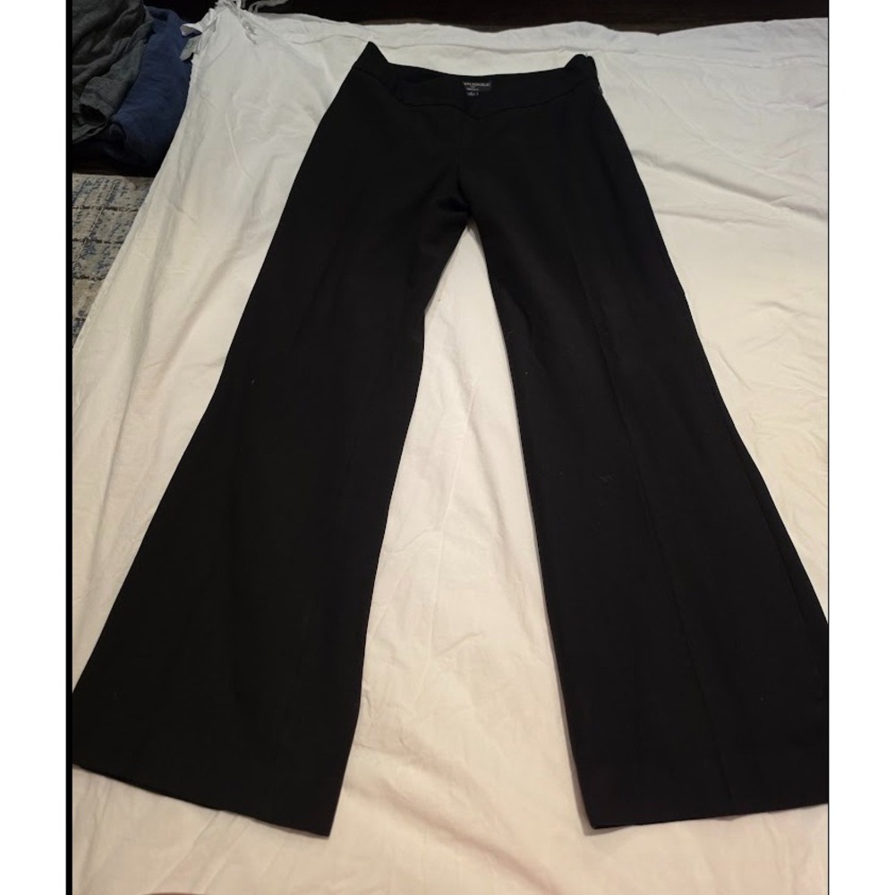 Banana Republic Martin Fit Black Wide Leg Dress Pants Side Zip Trousers Size 4